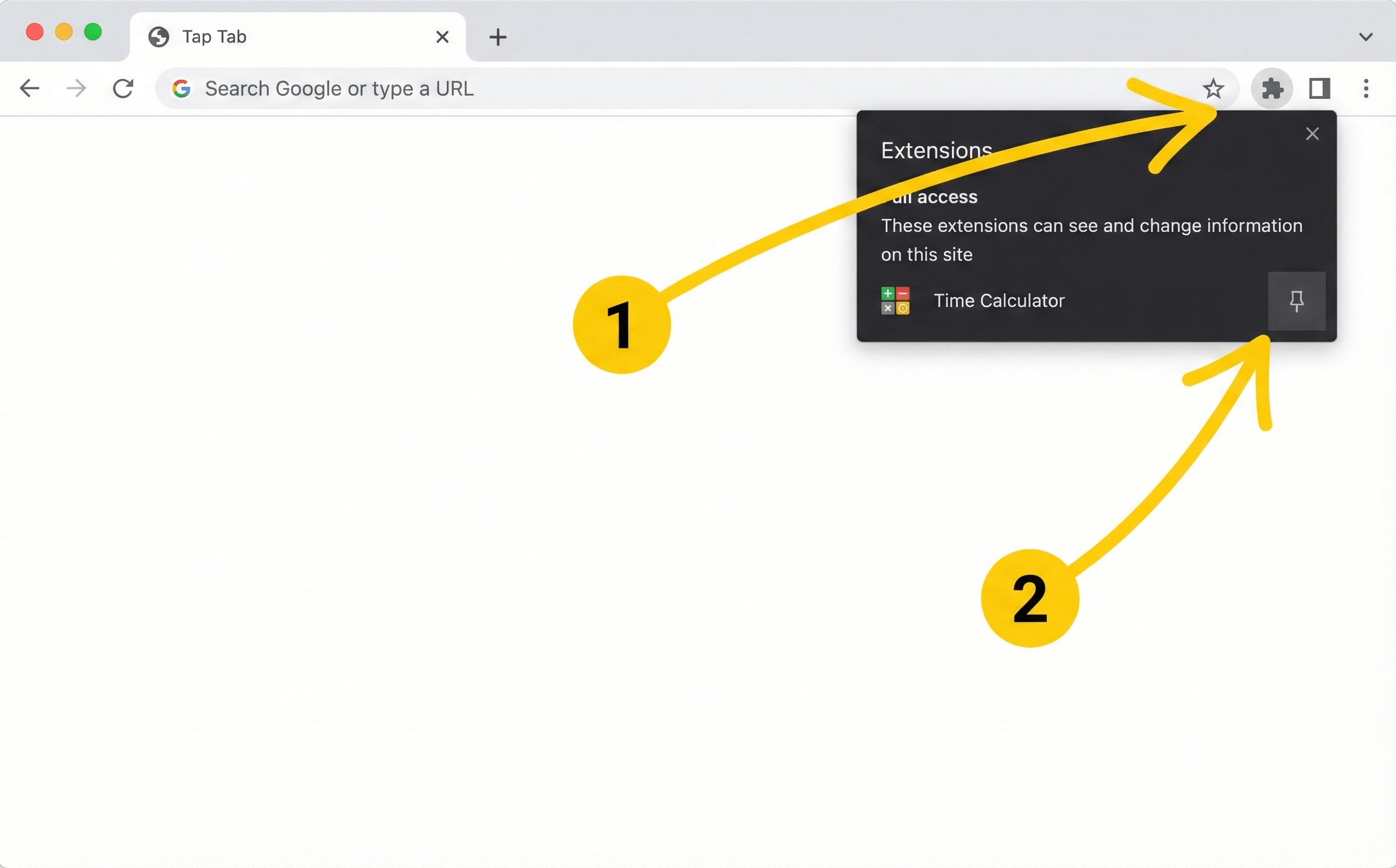 Step 1 - Click puzzle piece and pin extension
